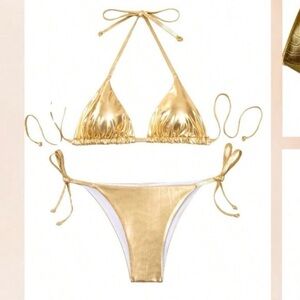 New Gold Bikini, Vegas Swim wear, gold swim suit, vacation bikini